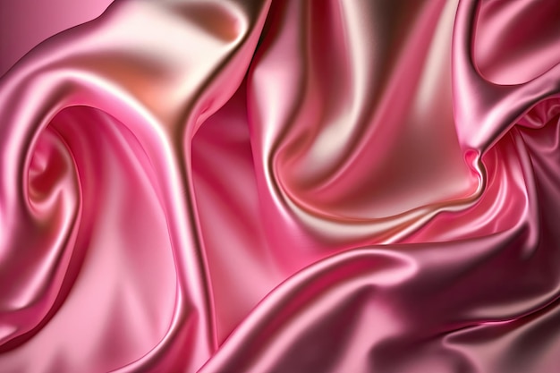 Soie en plastique brillant abstrait rose ou fond ondulé en satin AI générative