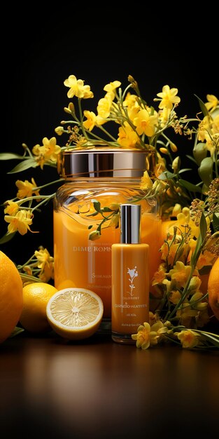 soin de la peau Mock up avec de la vitamine C extrait