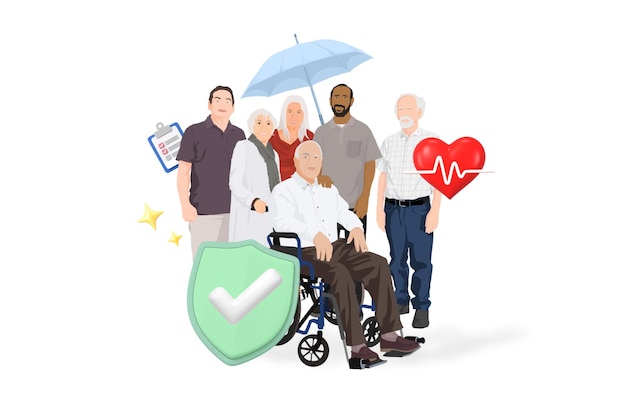 Soins aux personnes âgées png soins de santé 3D remix fond transparent