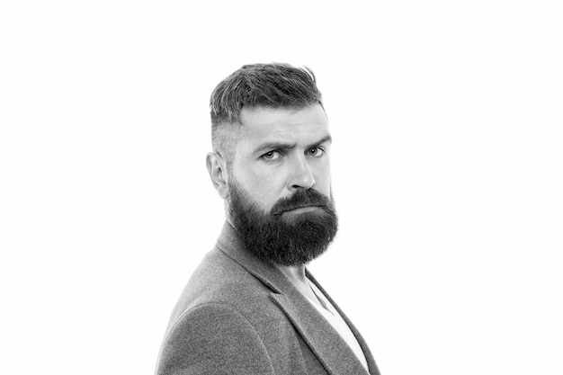 Soins des cheveux et de la barbe Soins du coiffeur masculin Hipster mature avec barbe Homme barbu hipster caucasien brutal avec moustache Soins du visage Homme tenant un blog de mode Mode hipster