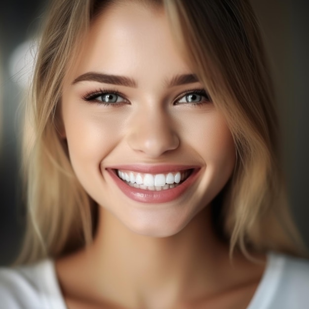 Soins dentaires beau large sourire de femme en bonne santé dents blanches coloseup dentiste blanchiment des dents