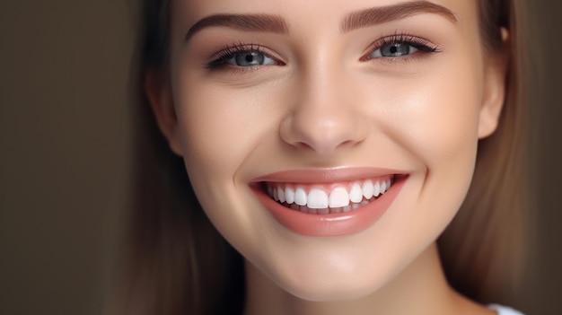 Soins dentaires beau large sourire de femme en bonne santé dents blanches coloseup dentiste blanchiment des dents