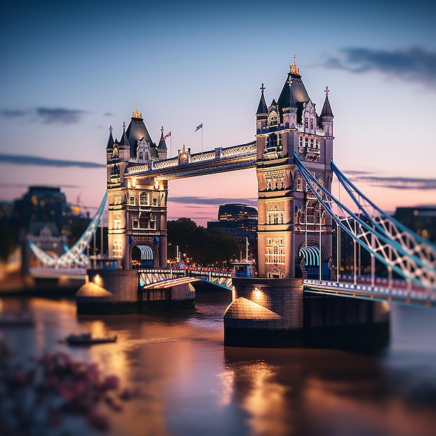 Le soir d'été Macro Tower Bridge à Londres