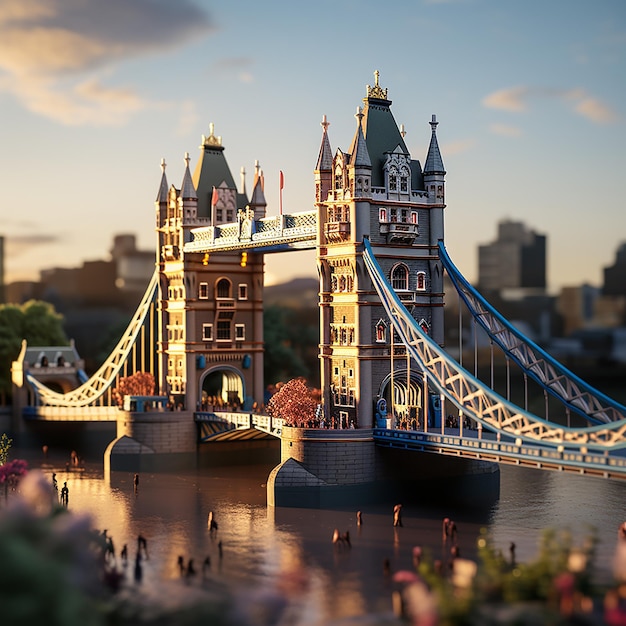 Le soir d'été Macro Tower Bridge à Londres