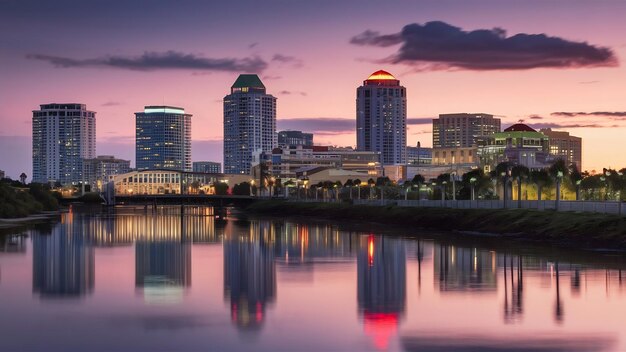 Photo une soirée d'horizon à jacksonville en floride, aux états-unis.