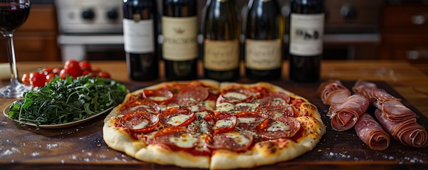 Photo une soirée de pizza et de vin fait maison