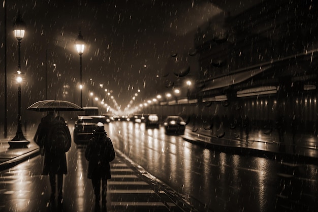 soirée pluvieuse rue de la ville lumière floue et gouttes de pluie sur verre temps pluvieux