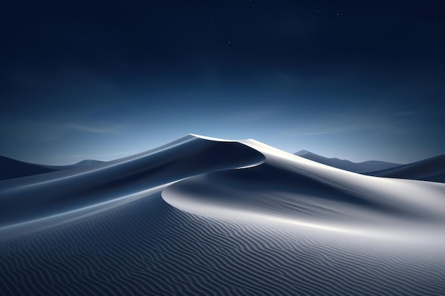 soirée spectaculaire ciel crépusculaire sur les dunes de sable dans le désert