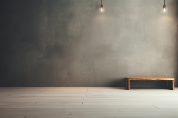 Un sol en bois vide avec un mur gris