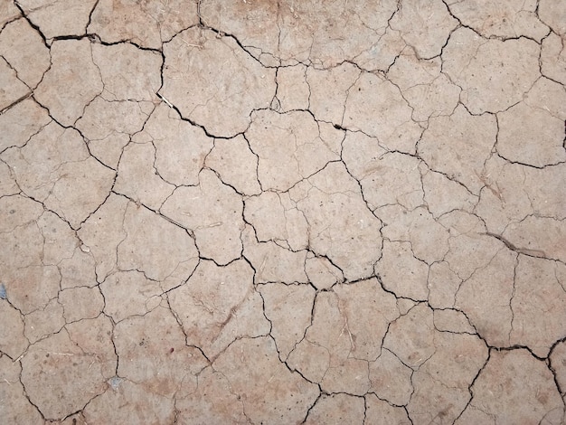 Le sol a des fissures dans la vue de dessus pour l'arrière-plan ou la conception graphique avec le concept de sécheresse et de mort