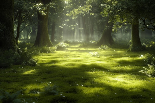 Le sol de la forêt vert fantastique