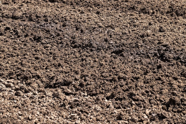 Sol labouré dans un champ agricole pendant le travail du sol