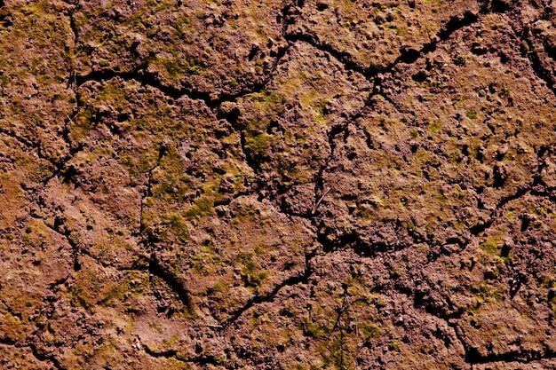 Sol naturel d&#39;argile rouge craquelée séchée de couleur orange brun