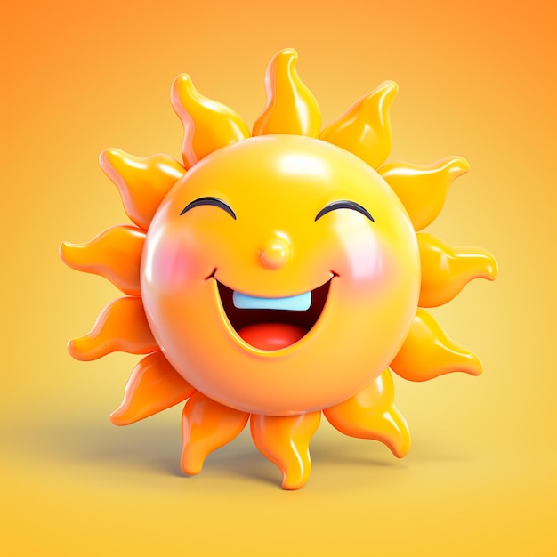 le sol précieux sonriendo de forme agréable con fondo amarillo y naranja difuminado