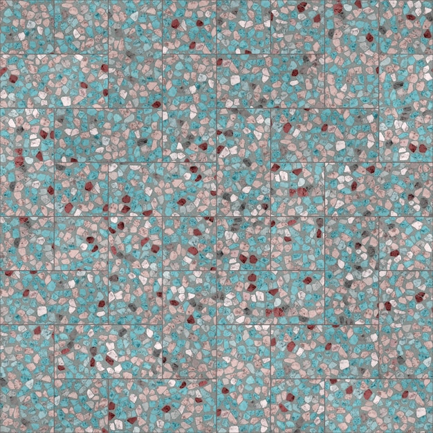 Sol en terrazzo bleu, surface en marbre, texture homogène.