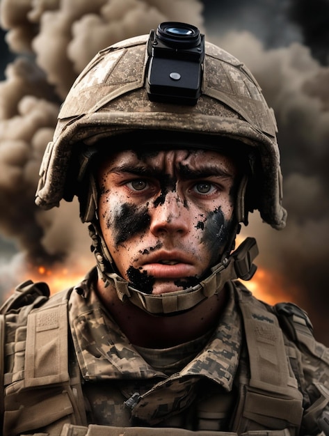Photo soldat combattant en gros plan