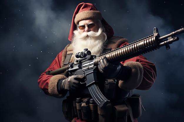 Le soldat du Père Noël armé