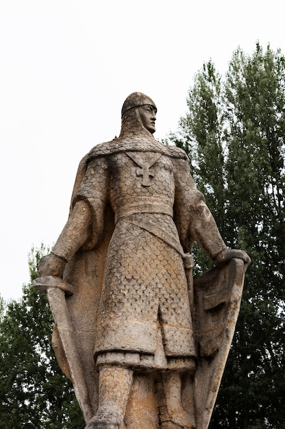 soldat médiéval en uniforme avec une pose majestueuse