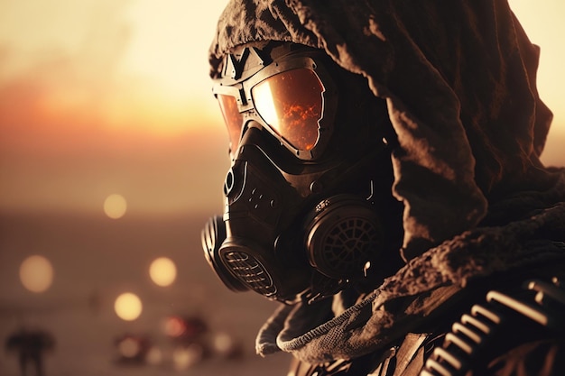 Soldat avec personnage de jeu de masque Generative AI