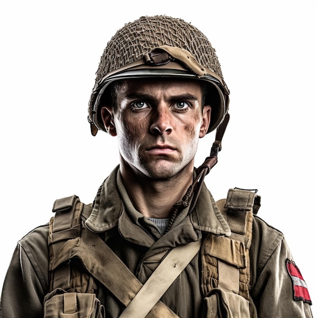 Un soldat portant un uniforme de camouflage avec le mot guerre dessus.