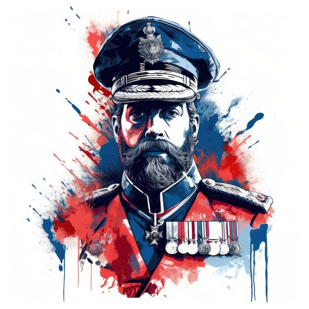 soldat portrait tshirt design illustration vectorielle grande-bretagne inspiré clipart isolé imprimable