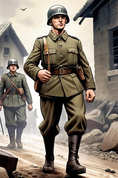 Des soldats allemands dans le style de la bande dessinée.