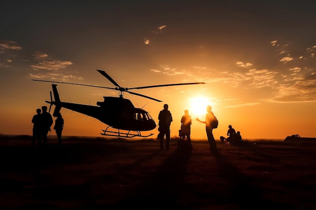 Photo les soldats de l'armée la force d'opération de la mission au coucher du soleil dans l'ennemi a déposé la guerre épique concept patriotique