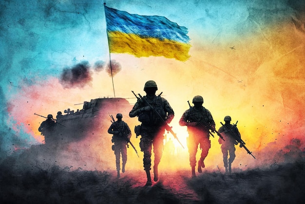 Les soldats de la guerre Ukraine Russie se battent pour la victoire ukrainienne Generative AI