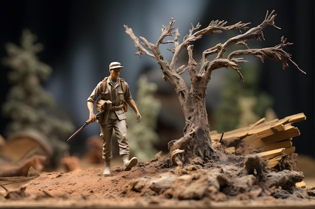 des soldats miniatures sur le champ de bataille