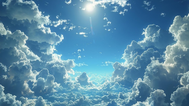 Le soleil brille au-dessus des nuages dans le ciel