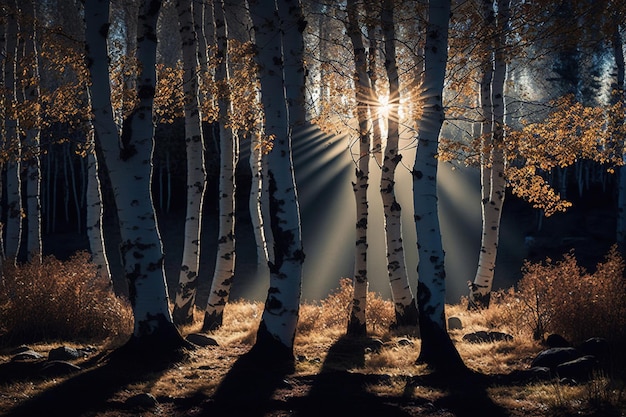 le soleil brille dans la forêt