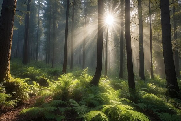 Le soleil brille dans la forêt