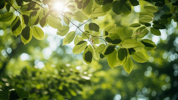 Le soleil brille à travers les feuilles d'un arbre.