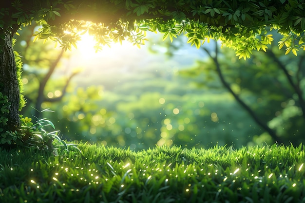 Photo le soleil brille à travers les feuilles des arbres