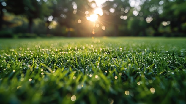 Le soleil brille à travers l'herbe