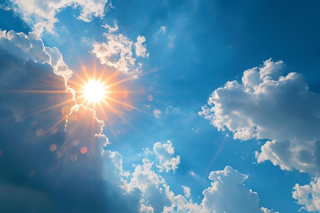 Le soleil brille à travers les nuages dans le ciel