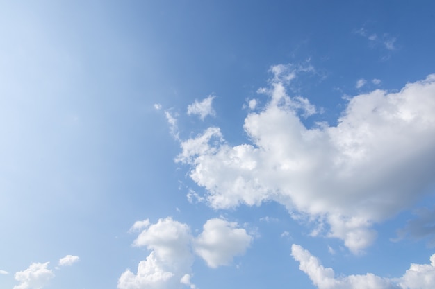 Soleil, ciel bleu et nuages.