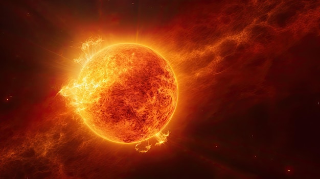 Le Soleil dans l'espace Système solaire Illustration 3D d'un soleil