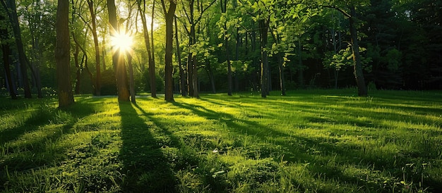 Photo le soleil dans la forêt verdoyante pendant la saison du printemps