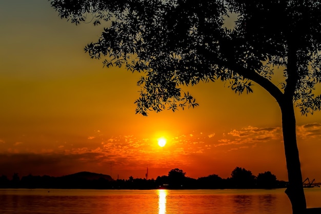 Le soleil du matin sur la rivière horizon