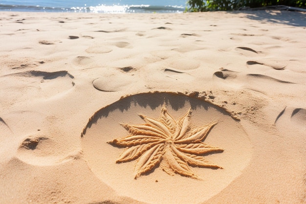 Le soleil est peint sur le sable repos et l'été saison chaude saison de plage protection solaire