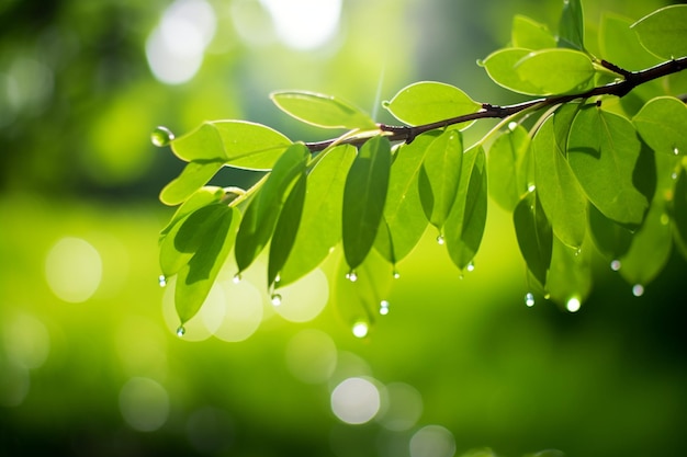 Le soleil et les feuilles en gros plan en été