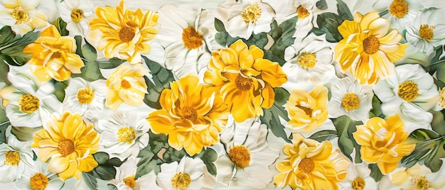 Le soleil fleurit Aquarelle modèle floral jaune et blanc
