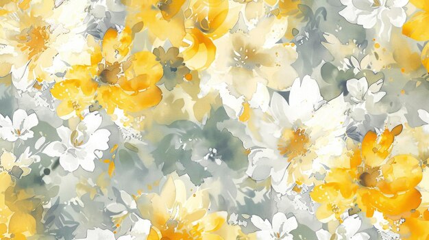 Le soleil fleurit Aquarelle modèle floral jaune et blanc