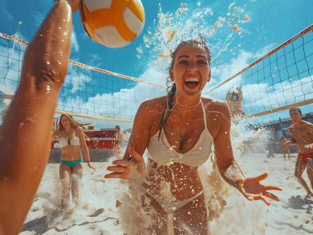 Le soleil, le sable et le volley-ball de plage