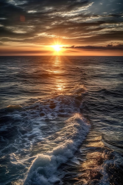 Le soleil se couche sur l'eau