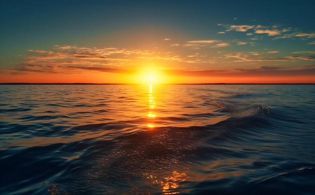 Le soleil se couche sur un plan d'eau au coucher du soleil