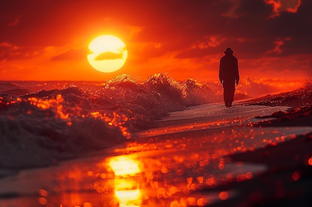 Un soleil spectaculaire au bord de la mer