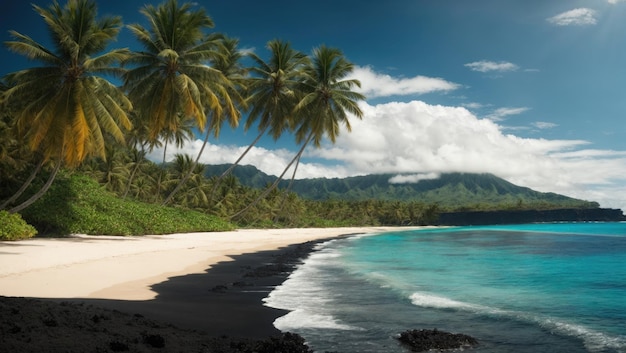 Solitude au paradis Un panorama tropical de plage noire