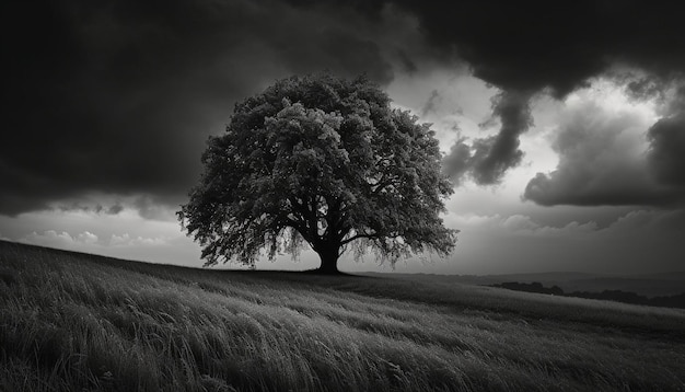 Solitude dans la nature une scène de prairie tranquille générée par l'IA